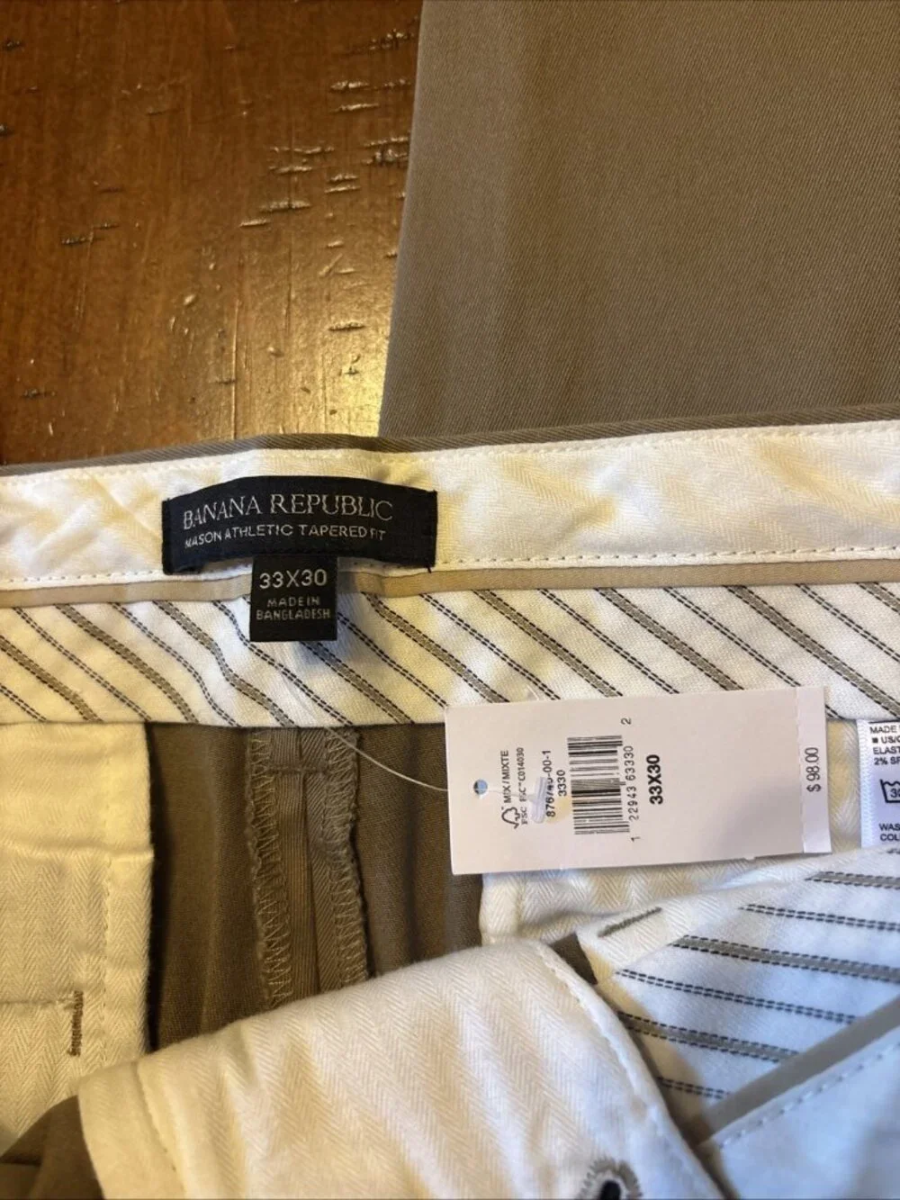 banana republic pants men Mason Athletic Tan Chinos Size 33 X 30 NWT